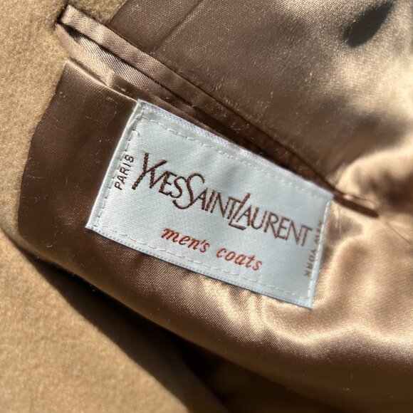 Vintage Yves Saint Laurent Men’s Brown Tweed Overcoat Size M/L - Picture 5 of 9